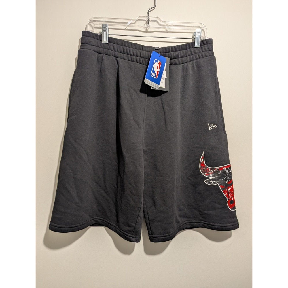 New Era‎ Mens NBA Chicago Bulls Basketball Jogging Sweat Shorts Black Size Large